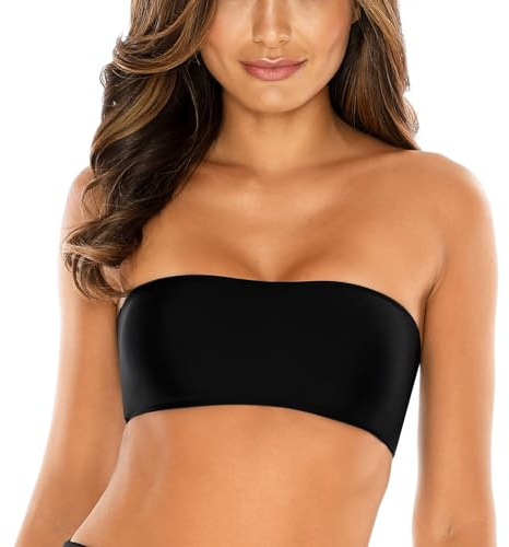 RELLECIGA Bañador Partes de Arriba de Bikinis de Mujer Bandeau Top Lambada Negro M