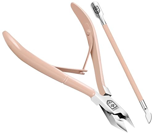 SENBACH Nagelbandstrimmer med nagelbandsklippare, nagelbandsborttagare nagelbandsklippare professionell rostfritt stål nagelbandsklippare hållbar pedikyr manikyrverktyg för fingeriglar och tånaglar
