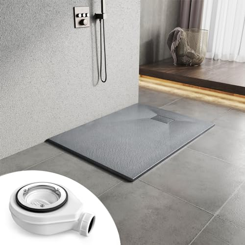Heilmetz SMC Duschwanne 120 x 90 cm Grau, flach 2,6 cm inkl. Ablaufgarnitur