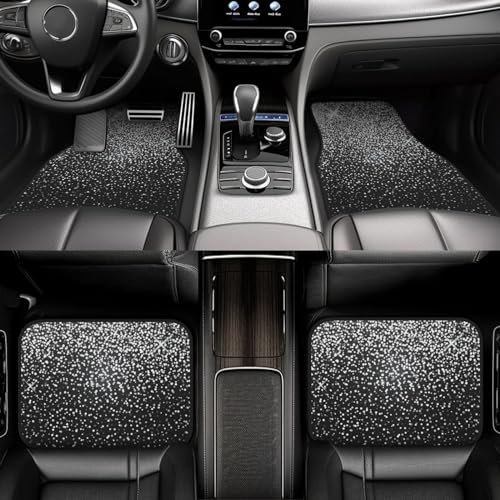 VducK Auto Fußmatten Glanz Silber Glitzer Universal Passform Vorne 68x44cm Hinten 33cm Neopren