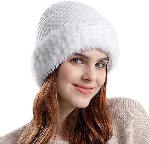 BebeXi Lauf Schirmmütze für den Außenbereich, warme Ohrenschützer, Frauen, verdickte, kältebeständige Fischermütze Jungen Schirmmütze 51 (White, One Size)
