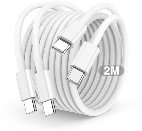 USB C to USB C Charger Cable 2m, 60W Type C Cable Lead Long Fast Charging Power for Apple iPhone 17 Pro Max/17 Air/16/16 Pro/15 Plus, MacBook Pro 2021/2020, iPad Pro 12.9/11 inch/Mini/Air 5/4, Pixel