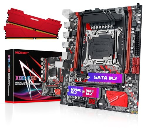 MACHINIST Carte mère X99 + (2 x 8 Go) 16 Go DDR4 RAM, carte mère LGA 2011-V3 pour serveur avec 2 x 8 Go PC4-2133 CL15 DIMM Non-ECC 1,2 V mémoire pour ordinateur de bureau (PCIe 3.0, double M.2, 4
