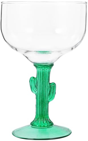 Amosfun Creative Cactus-Shaped Margarita Glass for Birthdays 400ml Made of Glass Fine Workmanship and Desktop Decor Feature, for Birthdays and Bar Use Bar Use