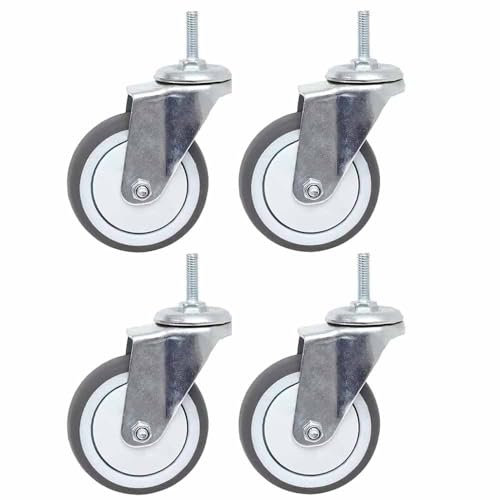 ZYBOWAYL 75mm Gummirollen Leiseräder Möbelrollen Lenkrollen mit Bremse M8*25mm Gewinde Schwerlastrollen Tragkraft 130kg 4er Set (Color : Swivel, Size : 3/75mm)