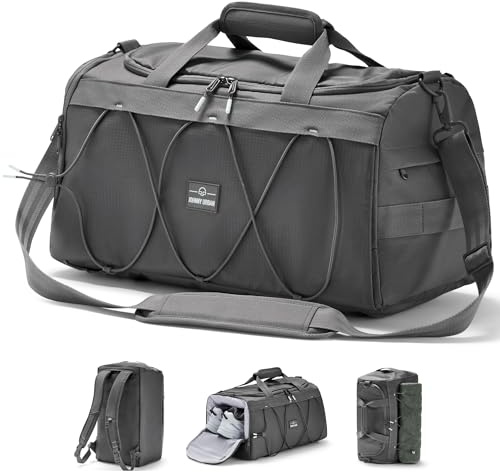 Johnny Urban Sporttasche Herren & Damen Grau - Shawn - 2 in 1 Tasche mit Rucksackfunktion für Reise Fitness Ausflüge - Multifunktionale Gym Bag mit Schuhfach - Wasserabweisend