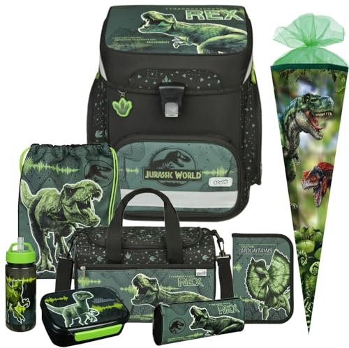 Jurassic - Dino - T-Rex Schulranzen-Set EasyFit 9tlg. mit Sporttasche, Schultüte, Brotdose und Trinkflasche
