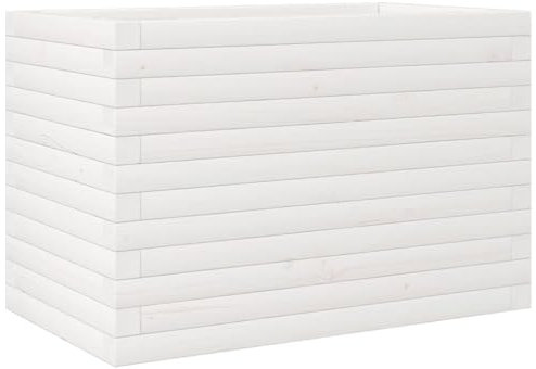 vidaXL Jardinera de Madera Maciza de Pino Blanco 70x40x45,5 cm, Jardinera, Jardinera de Patio, Jardinera de Hierbas, Jardinera de Exterior, Jardinera