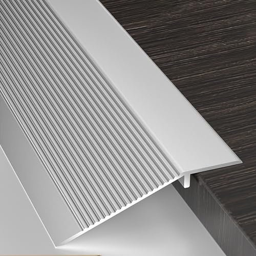 Raouoae Übergangsprofil Abschlussprofil 90cm*3 Aluminiumlegierung Bodenübergangsstreifen Höhenausgleich 0.8-1.8cm/1-2cm/1-4cm Böden Überbrücken Die Lücke(Silber,Breite: 100 mm)