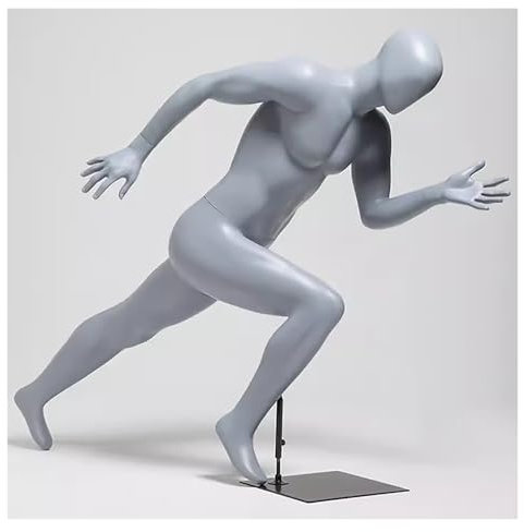HDYZJQ schaufensterpuppe Laufpuppe Ganzkörper 133 143 cm, Stehende weibliche männliche Schaufensterpuppe Fiberglas, Athletikmodell Dummy Schaufensterdekoration für Sportgeschäfte(Gray2,Male)