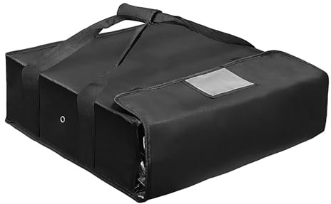 Sleek Design Pizza Carrier Insulated Bag, Thermal Food Delivery Bag, Heavy Duty Insulated Food Carrier, Decorative Insulated Carry Bag 50.8x50.8x15.24cm for Pizza, Delivery, Black Color