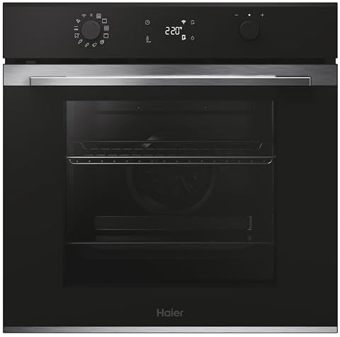 Haier ID Series 2 H6 ID2P5B3YTX - Horno Multifunción, Pirolítico e Hidrolítico, Conectividad WIFI, Capacidad 78L, 1 Rejilla y 1 Bandeja, 12 Funciones, Display táctil, Función Favorita, Negro