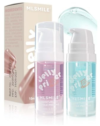 2 primer per il viso in gelatina, verde e viola, idratante e idratante a base di gel, per trucco, primer per il trucco, primer per il viso, primer per il viso, primer idratante, leggero