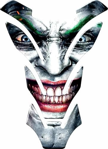 Tankpad - Protecteur réservoir moto - Autocollant réservoir moto 3D compatible avec moto Kawasaki Aprilia Ducati Yamaha Suzuki Honda Villain Batma (Type Joker.) Maléfique Joker - 20 x 15 cm