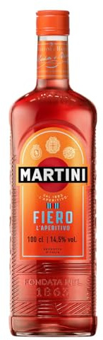 MARTINI Fiero Vermouth Aperitivo, 14,5% ABV, 100cl / 1L, Aperitivo Dolce Infuso con Scorze D'arancia Spagnola Sbucciate a Mano