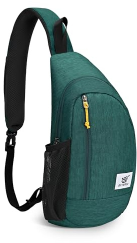 SKYSPER Bröstväska axelväska lätt sling-väska män liten axelväska RFID-skydd crossbody ryggsäck anti-stöld axelväska för vandring resor, Grön, 3.9 x 7.5 x 15.4 inches