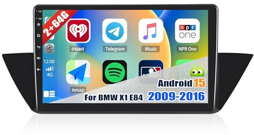 【2+64 GB】 CAMECHO Android 15-baserad bilradio med CarPlay för BMW X1 E84 2009–2016 med Android Auto navigering 10,1 tum dubbel-DIN touchscreen WiFi Bluetooth MirrorLink FM/RDS SWC