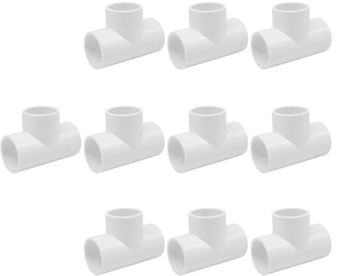 HayEastdor 10PCS 1/2 Inch White PVC Tee Pipe Fittings 3 Way Slip Socket Connectors 1/2 for Sprinkler, Drip Irrigation System, Pipes Extension HE064-1/2