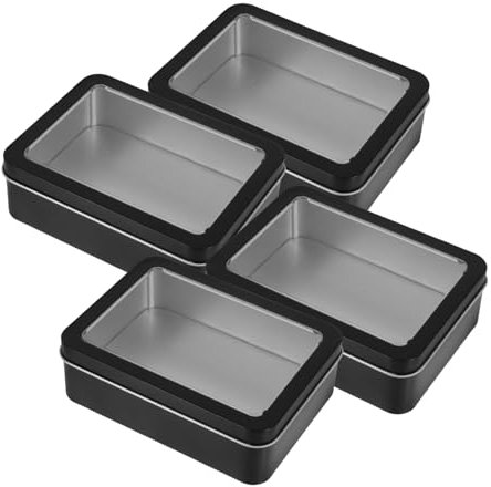 GALPADA 4pezzi Scatole Decorative in Rettangolari Con Trasparente Con Contenitori Di Metallo Vuoti Contenitori Per Caramelle e Snack