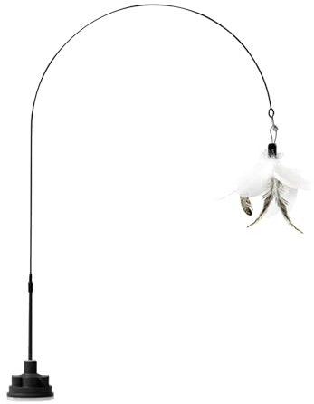 Cat Wand Toy, Cat Teaser Toy - Feather Stick med Bell - Interaktiv kattunge leksakens oförstörbara husdjursmaterial med sugkopp för utomhus inomhus