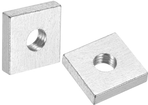 sourcing map 10 tuercas cuadradas M5 x 13 mm x 3 mm, acero al carbono, chapado en zinc, tuercas cuadradas de rosca gruesa para reparaciones del hogar e ingeniería profesional, color plateado
