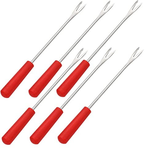 Alipis 6pezzi Forchette Da Cucina Per Formaggio e Barbecue Accessori Riutilizzabili Per Frutta e Snack Strumento Ergonomico Punta in Acciaio Inossidabile Per Immergere Cioccolato