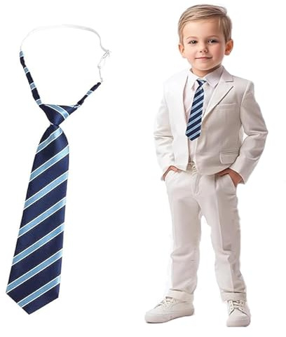 Krawatte Kinder Jungen,Vorgebundene Kinderkrawatte,Clip Schlipse,Blau Einfarbig EinheitlicheVorbindung Verstellbare krawatten Mit Vorgebundenen Knoten Vorgebunden Gummizug für Programmleistungen