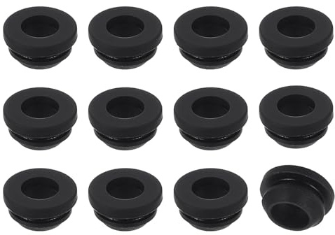 QUARKZMAN 12 Pezzi Passacavo Gomma, Diametro Montaggio 10,5mm, ID 7,5mm Tappo per Foro Firewall Scatto Gommini Passacavo Anti-Graffio per Cavi Elettrici Cablaggio Scatola Elettrica, Nero
