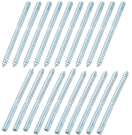 sourcing map M6 Hanger Bolts, 3.54(90mm) Length Double Headed Hanger Bolts 0.24(6mm) Wood Dowel Screw Self-Tapping Threaded Rods Screw for Assembling Wood Furniture Joint, Pack of 20