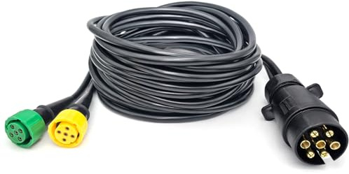 AOJO 7 Polige Anhänger Kabel Satz mit 7 Pin Stecker, 5-poliges Bajonettstecker -Vorverkabelt für 12 V 24 V Rückleuchten bei KFZ LKW NFZ