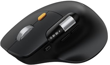 ProtoArc EM25 Ergonomic Mouse with Fast Scrolling & Thumb Scroll, Customizable Wireless Bluetooth Computer Mouse, Rechargeable, 8K DPI for Medium to Large Hands, for Windows/Mac/Android, Black