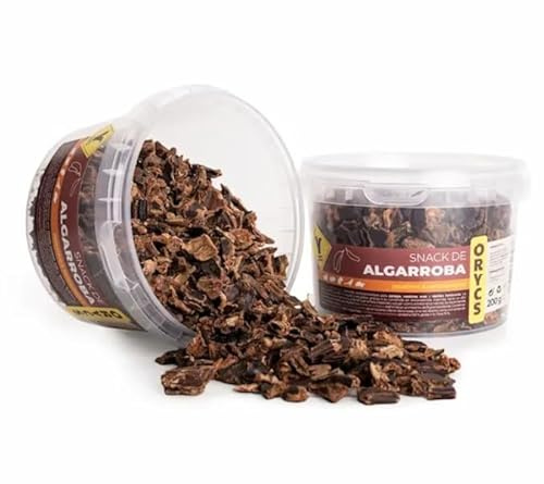 ORYCS Snack de Caroube 200g, Complément Alimentaire pour Lapins, Rongeurs, Oiseaux et Reptiles Herbivores, Confort Digestif et Transit Intestinal, 100% Caroube