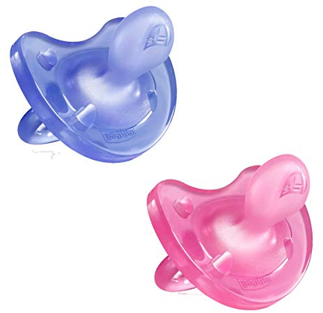 Chicco Physio Soft Chupetes para Bebés de 16 a 36 Meses, 2 Unidades - De Silicona Suave y Delicada que Imita el Pecho Materno, con Orificios de Ventilación y Tetina Physioforma - Rosa y Morado