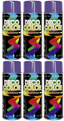 Deco Color 6er Sparpack DC Lackspray glänzend 400ml nach RAL freie Farbauswahl (6 Dosen in violett glanz RAL 4005)