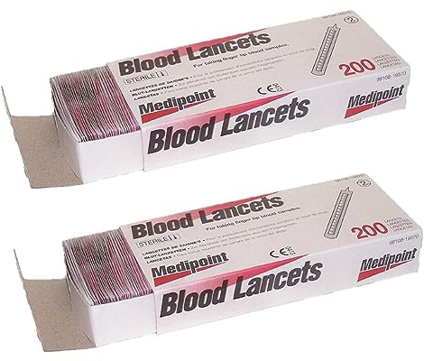 MEDIPOINT Stainless Steel Lancets – 200 Count (Pack of 2) | Sterile, Disposable, Individually Wrapped | Ultra-Keen Needle Point for Fingertip Blood Sampling and Precision Skin Care | Made in USA
