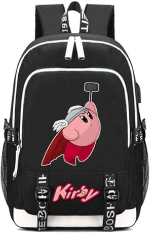 WANHONGYUE Kirby Spiel Backpack Schultasche Laptop-Rucksack mit USB-Ladeanschluss und Kopfhöreranschluss /2