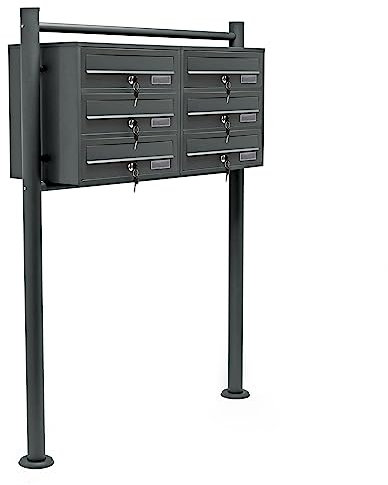 Multiple Outdoor Letterbox Standing Multi-slot Postbox 2x3 Galvanised Steel Mailboxes in Anthracite