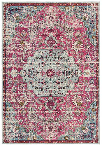 SAFAVIEH Tapis Boho pour Salon, Salle à Manger, Chambre à Coucher - Madison Collection, Tapis à Poil Court, Vert et Turquoise, 91 x 91 cm
