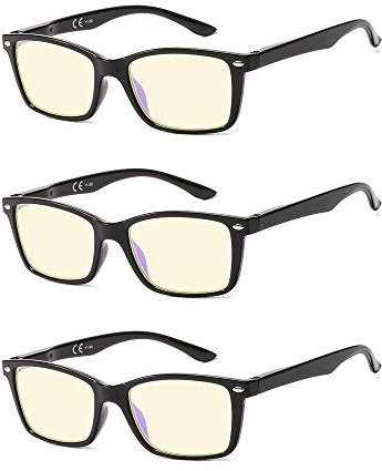 Suertree 90% Blaulichtfilter Lesebrille 3 Pack Sehhilfe Augenoptik Brille Lesehilfen für Damen Herren BM151T 2.5x