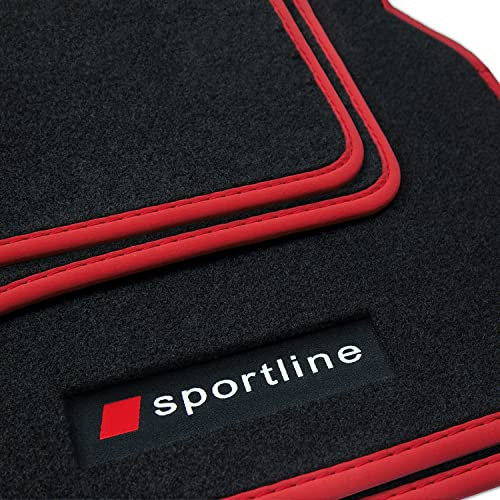 teileplus24 PV310 Fußmatten Sportline Design kompatibel mit Seat Ibiza 5 KJ Xcellence 2017- Bandeinfassung Ziernähte, Bandeinfassung:Rot