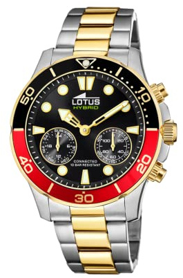 Lotus Uhr Smart Herren Hybrid Connected aus Edelstahl 316l | Analog-Smartwatch, Wasserdicht 10 ATM 18801/4, Musiksteuerung, Schrittzähler, Anrufbenachrichtigung und -ablehnung