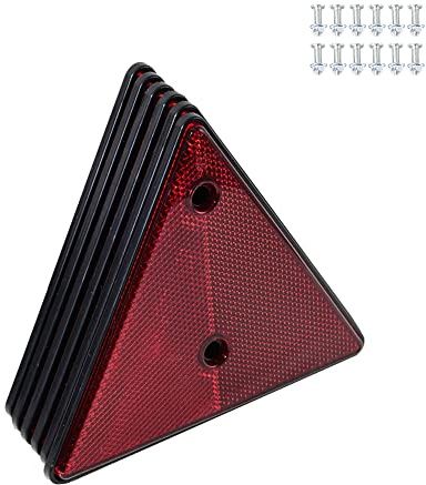 Feuunly 6 Pezzi Catarifrangente Rosso Triangolo per Rimorchio, Triangolo Rosso Catarifrangente Fissaggio a Vite, Catarifrangente Triangolo per Camion Rimorchio Macchine Agricole Trattore (6 Pezzi)
