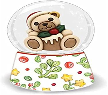 THUN, Boule De Neige in Vetro con Iconico Teddy in Ceramica Decorata a Mano, Idea Regalo Natale, 8.7x8.7x11.4 cm h