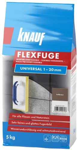 Knauf Flexfuge Universal 5 kg Hellbraun, universell einsetzbar für ein besonders glattes Fugenbild auf Wand & Boden im Innen- & Außenbereich, schnellhärtender Fugenmörtel auf Zementbasis