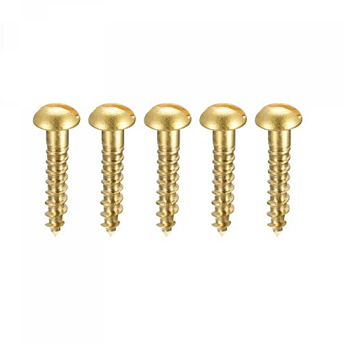 sourcing map 100 Stück Schlitz Rundkopf Holzschrauben M3 x 16mm Messing Blechschraube Halbrundkopf Linsenkopfschrauben