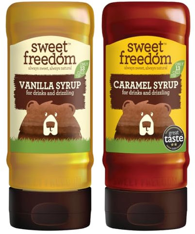 Sweet Freedom Caramel Syrup Pack of 1 X Sweet Freedom Vanilla Syrup Pack of 1