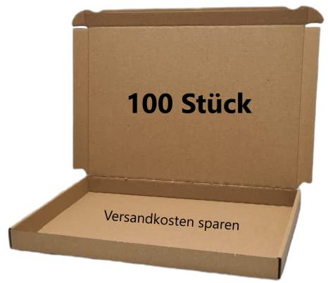 100 cartoncini maxi formato A4, 320 x 225 x 25 mm, marrone, con chiusura a incastro, formato DIN A4+, per spedizioni di libri, formato maxi o grandi lettere per DHL DPD GLS Hermes