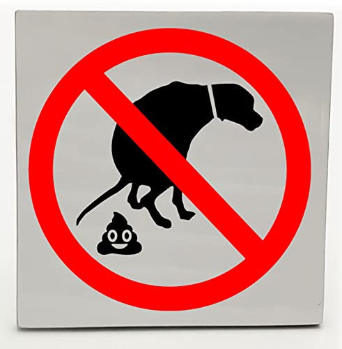 Cartel sandwich de Aluminio 3mm. PROHIBIDO DEPOSICIONES PERROS (45 x 45 cm)
