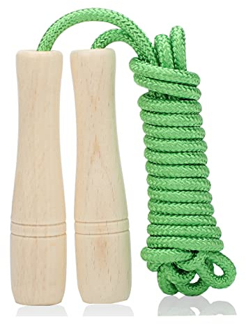 Skipping Rope for Kids, 2.6M Adjustable Children Jump Rope with Wooden Handle, Child Jumping Rope for Girls and Boys