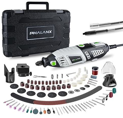PHALANX 180W Rotary Tool Kit, 1.5-Amp 6 Variable Speed with Flex Shaft, 8000-35000RPM Rotary Multi-Tool& 213pcs Accessories Kit, Power Multiuse Set Prefect for Crafting Projects and DIY Creations